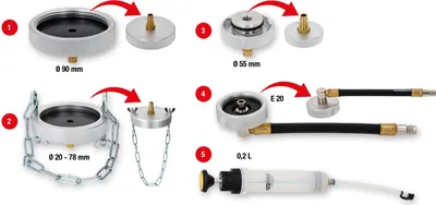 Image de KS-Tools 160.0785 Jeu d'adaptateurs pour la purge des freins, 5 pièces