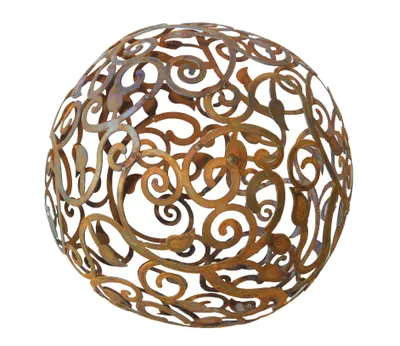 Produktbild von Barock Gartenkugel 30cm Metall Rost Gartendeko Edelrost rostige Gartendekoration Gartenkugel Rosenkugel