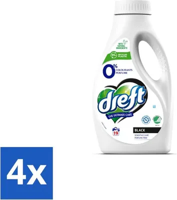 Produktbild von Dreft – Flüssigwaschmittel – 0 % dunkle Wäsche – Farbschutz – 19 Wäschen - Vorteilspack - 4 Stücke