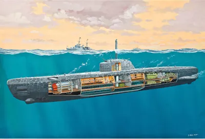 Produktbild von Revell U-Boot Typ XXI U 2540 &Interieur, U-Boot-Modell, Montagesatz, 1:144, U-Boot Typ XXI, Unisex, Kunststoff
