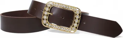 Produktbild von FRONHOFER Damen Ledergürtel 4 cm mit goldener Strass Gürtelschnalle, echt Leder