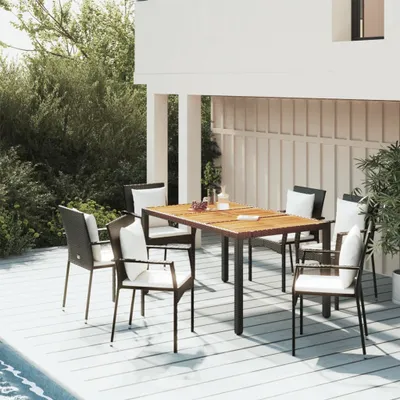Produktbild von 2025 cloris Gartenmöbel Set Balkonmöbel-Set 5-tlg. Garten-Essgruppe mit Kissen Schwarz Poly Rattan - Gartenmöbelgarnituren Sale5852642 2parcel