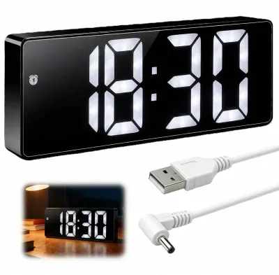 Digitale LED-Wekker mit USB, großes Display, 3 Alarmmodi, Nachtmodus