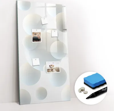 Produktbild von Magnetpinnwand Memoboard - Zubehörsatz - Schwarzer Marker + Schwamm + Magnete - 60 x 120 cm - Ballabstraktion