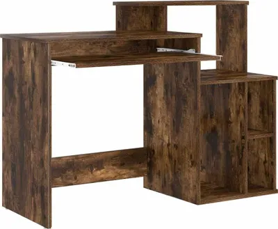 Obrázek produktu pro vidaXL Psací stůl s policí Kouřový dub 120,5 x 44 x 88,5 cm