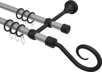 Produktbild von Interdeco Gardinenstange / Vorhangstange Silbergrau / Schwarz, Typ Primus Allegra (Spirale), 16 mm Ø 2-läufig, 480 cm