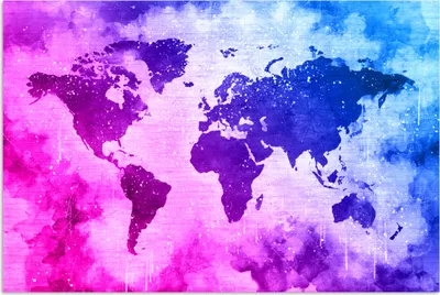 Produktbild von MuchoWow® Poster Weltkarte - Rosa - Lila 90x60 cm - Schlafzimmer