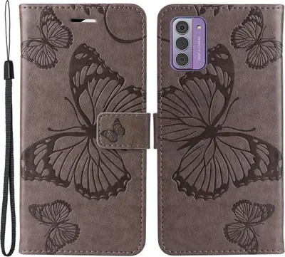 Produktbild von Nokia G42 Hülle - Coverup Schmetterlinge Klapphülle - Taupe Grau