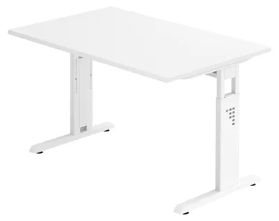 Zdjęcie produktu dla Biurko bümö seria O – kolor: biały, wymiary:  120 x 80 cm, podstawa: biała