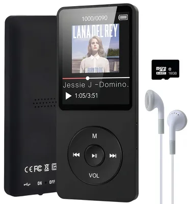 Produktbild von 16GB MP3 Musik Player, Bluetooth 5.3 HiFi-Sound Musik-Player mit Videowiedergabe/Sprachaufzeichnung/FM-Radio – erweiterbar auf bis zu 128 GB, Schwarz