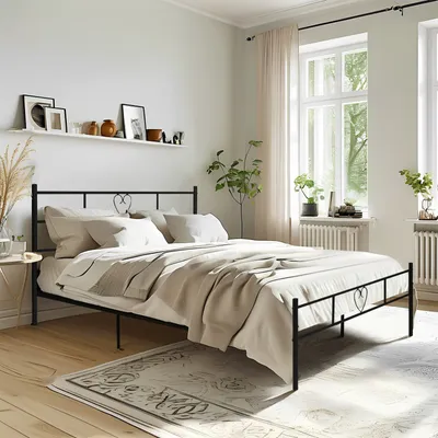 Produktbild von H.J WeDoo Metallbett Bettgestell 140x190 cm mit Lattenrost Gästebett Schwarz