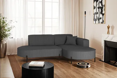 Zdjęcie produktu dla Narożnik, Sofa w kształcie L Modena Rein tkanina Poso Grafitowy Prawy
