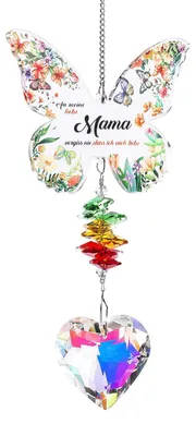 Acryl-Vlinderdekoration mit Herzspruch, 3 Stück, für Mama