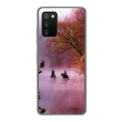 Produktbild von MuchoWow® Handyhülle Schutzhülle Hülle für Samsung Galaxy A03s Pferde - Nebel - Wald Silikon Softcase Handy Hülle - Schutz