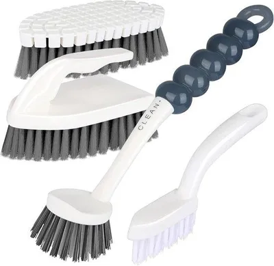 Image de Kit de nettoyage avec brosses - polyvalent et efficace - 5 pièces - blanc