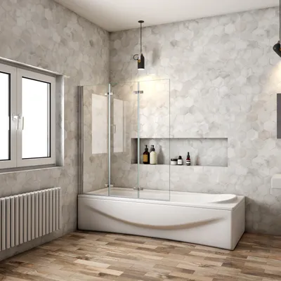 Produktbild von AICA 120cmx140cm Badewannenaufsatz 6mm NANO ESG-glas 3-teilig Faltwand Badewannenfaltwand Badewanne Duschabtrennung Duschwand