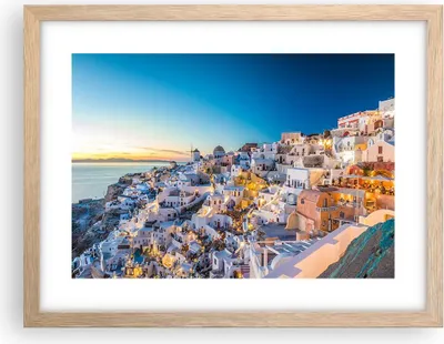 Produktbild von Gerahmtes Poster - Rahmen in heller Eiche - Griechenland Insel Sommer - 40x30 cm - Wand Bild - Wanddeko - Wandbilder - Wandposter - Bilderrahmen - Bilder - Kunstdruck - Wandbild - P2NAA40x30-4062