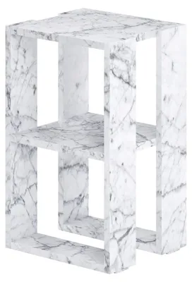 Produktbild von Nachttisch aus Holz "Lonie" 30 x 30 x 55 cm – Carrara-Marmor