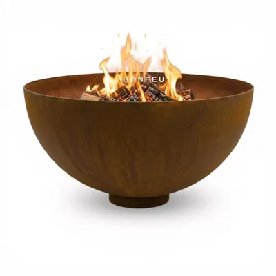 Image de BonFeu BonBowl PRO - Brûle-parterre de 80 cm - Acier Corten de 3 mm - Design unique et durable - 80 x 80 x 40 cm