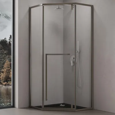Produktbild von doporro Duschkabine Fünfeckdusche 80x80x200cm Duschabtrennung ESG-Sicherheitsglas inkl. NANO Rahmenkonstruktion aus Edelstahl Rav68K