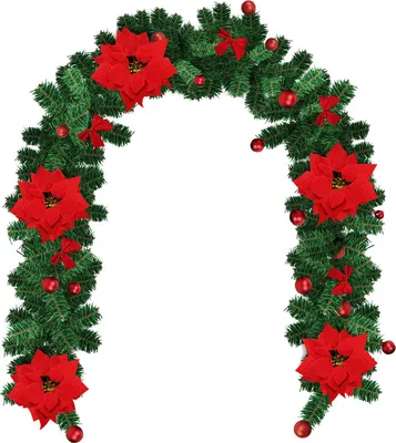 Produktbild von Jiubiaz 2.7M Weihnachtsgirland Tannengirland Weihnachtdekoration mit roten Blumen Weihnachtsdeko-LED Lampen schöne Feiertag-Dekoration für Treppen, Wand, Türen In-Out Door Rot