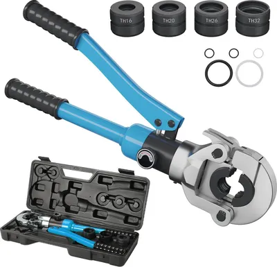 Produktbild von Hydraulische Presszange - Modell 10T-TH16-32 - 10 t Druckkraft - Für Rohre 16–32 mm - TH-Einsätze 16/20/26/32 - 360° drehbarer Kopf - 40Cr Stahl