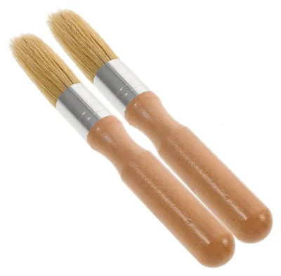 Produktbild von 2 Stück Rundkopf Pinsel mit Holzgriff für Acryl- und Ölfarben
