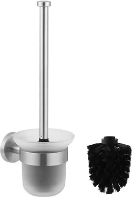 Produktbild von WC-Bürstenhalter Set, Wandmontage ohne Bohren, Edelstahl und Glas, für Badezimmer