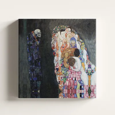 Immagine prodotto di Pittura Gustav Klimt Vita e morte stampa su tela 40x40 cm telaio 3 cm