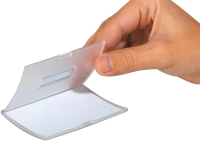 Produktbild von Namensschilder Click-Fold 54x90mm mit Kombiklemme VE=6x25 Stück
