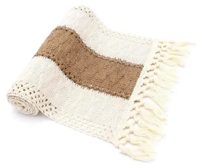 Obrázek produktu pro Běžec na stůl, bavlna a len, béžová/krémová barva, rozměry 30 x 140 cm