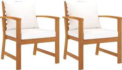 Produktbild von Gartenstühle 2 Stk. mit Creme-Kissen Akazie Massivholz