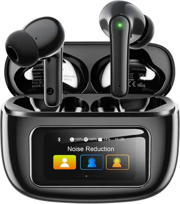 Productafbeelding van Bluetooth-koptelefoon, in-ear koptelefoon met touchscreen, draadloos | ANC- en ENC-microfoon, 5 EQ-modi, 48 uur afspeeltijd, IPX7 waterdicht