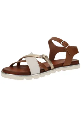 Produktbild von Damen Sandalen aus echtem Leder mit Stretcheinsätzen an den Riemen im Sommerlook