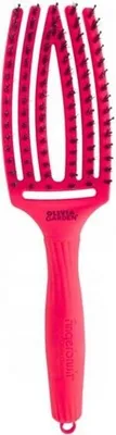 Produktbild von Olivia Garden Fingerbrush ThinkPink Neon Pink Gebogene Flache Haarbürste