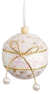 Produktbild von Kugeln ofWeihnachten weißgoldene Schleife aus gewebtem Polyschaum 6 x 6 x 6 cm (6 Stück)