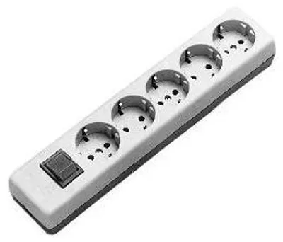 Produktbild von Schurrer Tischverteiler, 5-fach, 1,5m Zuleitung, 3x1mm², 90° gedreht, mit Schalter, weiß, 1 Stk.