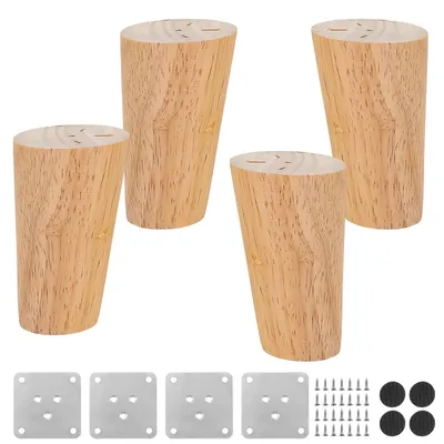 Zdjęcie produktu dla Solidchoice - Drewniane nóżki do mebli, 4 sztuki, 8 cm, z antypoślizgową podkładką
