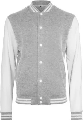 Produktbild von Build Your Brand BY015 | Sweat College Jacket - Farbe: Heather Grey/White - Größe: 5XL