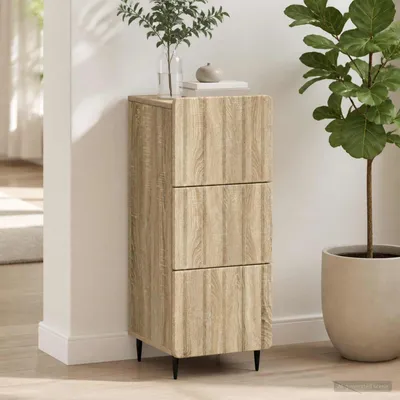Image de vidaXL Commode en chêne Sonoma 33 x 34,5 x 92 cm, bois d'ingénierie
