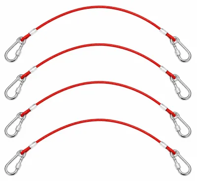 Obrázok produktu pre Bezpečnostné káble Scheurtouw, 1 meter, 3 mm, oceľ s PVC povrchom, 4 kusy, vhodné na prívesné vozíky