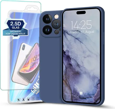 Produktbild von Hülle für iPhone 15 Pro Max mit 9H Displayglas Displayschutz Plus Case Cover Bumper Silikon Softgrip Schutzhülle Farbe: Lavendelblau