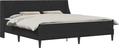 Productafbeelding van Bedframe met matras met matras Zwart 200 x 200 cm Fluweel