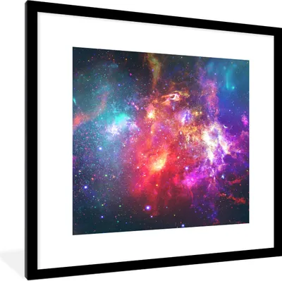 Produktbild von MuchoWow® Gerahmtes Poster Universum - Farben - Sterne 40x40 cm - Poster mit Schwarzem Bilderrahmen Wandposter Rahmen Foto Bilder - Poster - Plakat im Rahmen