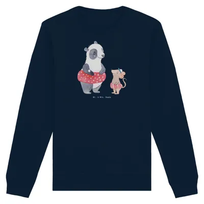Produktbild von Mr. & Mrs. Panda Baumwoll Pullover Otter Schwimmen Größe S - French Navy - Geschenk, Wassersport, Bio Sweatshirt, Pulli, Schwimmkurs, Sweater