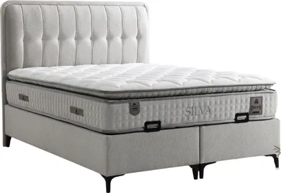 Produktbild von Villa Möbel Bett Set Silva 160x200 Seidengrau, Bett Set (mit Matratze), Bett mit Stauraum
