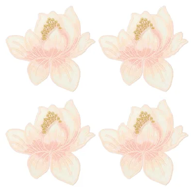 Stick-Flicken Lotus 8x8 cm, 4 Stück, beige