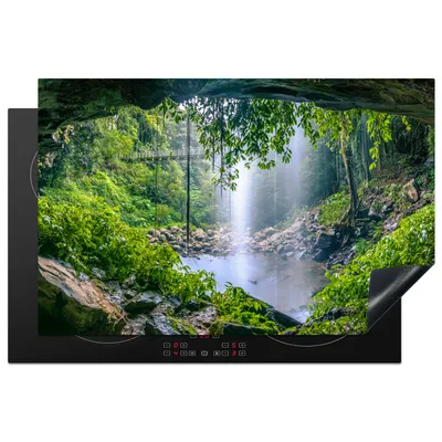 Produktbild von KitchenYeah© Herdabdeckplatte Dschungel - Regenwald - Wasser - Wasserfall - Pflanzen , 81x52cm, Küche Deko, Glaskeramikkochfeld Herdabdeckung, Abdeckplatte fùr Kochfeld