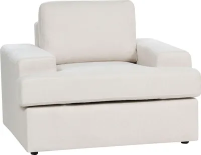 Produktbild von BELIANI Sessel Hellbeige Stoffbezug Breite Armlehnen Sitzfläche Dicke Sitzkissen Retro Stil Wohnzimmer Ausstattung Polstersessel Stoffsessel Sitzmöbel