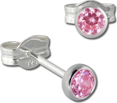Produktbild von SilberDream Ohrstecker für Damen 925 Silber rosa Zirkonia Ohrringe 3mm SDO5533A